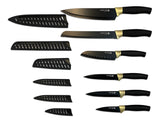 Sabatier Knife Set with Covers, Black/Gold, 12-pc