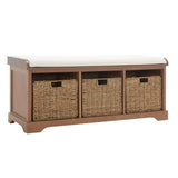 Safavieh Lonan Wicker Storage Bench, Grey Wash/White, 16.1-in x 47-in x 19.9-in