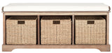 Safavieh Lonan Wicker Storage Bench, Grey Wash/White, 16.1-in x 47-in x 19.9-in image 3