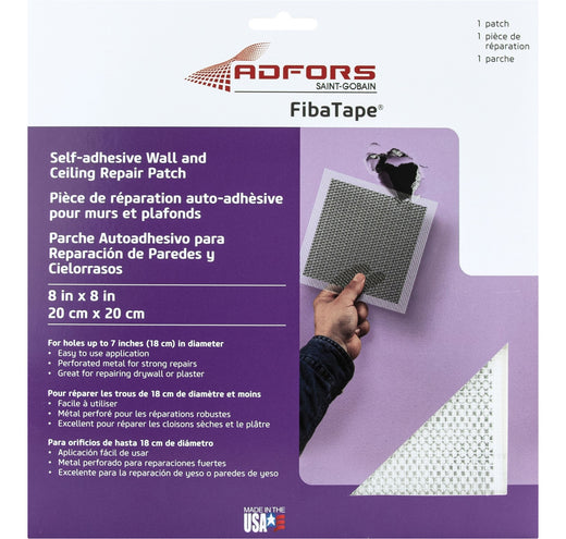 Saint-Gobain Self-Adhesive Wall & Ceiling Hole Repair Patch For Drywall & Plaster, 8 x 8-in