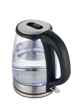 Salton Cordless Electric Glass Kettle with Auto Shut Off, Black/Stainless Steel, 1.7-L