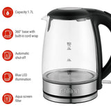 Salton Cordless Electric Glass Kettle with Auto Shut Off, Black/Stainless Steel, 1.7-L image 5