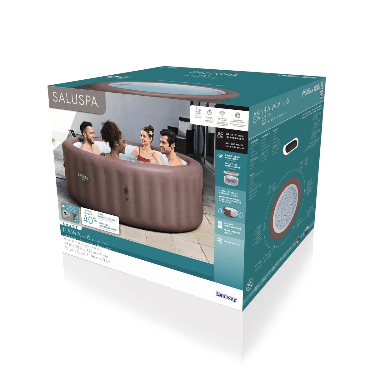 Salu Spa Hawaii Smart AirJet 6-Person Terracotta Round Spa, 77-in x 28-in