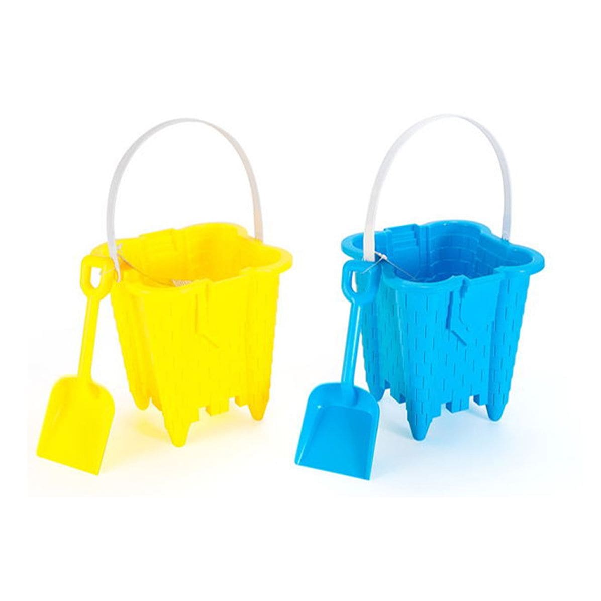 Sand Castle Bucket & Shovel Set, Blue/Green/Red/Yellow, Assorted, Ages 2+, for Beach/Pool Fun Activities