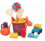 Sand Plastic Mold Toy Set with Bucket, Multi-Coloured, Assorted, 11-pk, Ages 2+, for Summer/Beach Activities