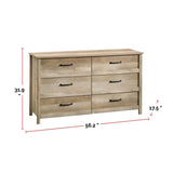 Sauder Cannery Bridge 6-Drawer Double Dresser/Chest Bedroom Storage, Lintel Oak Finish image 3