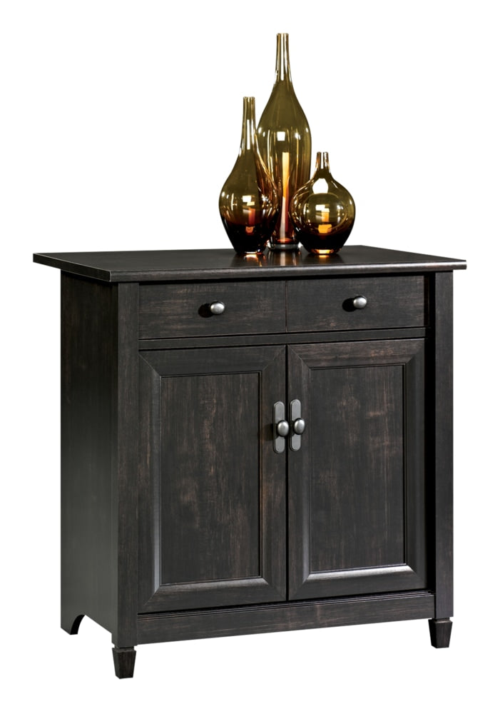 Sauder Edge Water 2-Door Storage Cabinet With Adjustable Shelf, Estate Black Finish