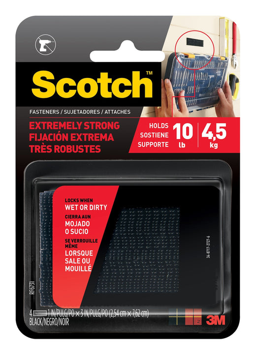 Scotch Heavy Duty UV Resistant Extreme Fasteners, 10-lbs, 1 x 3-in, Assorted Colours, 4-pk