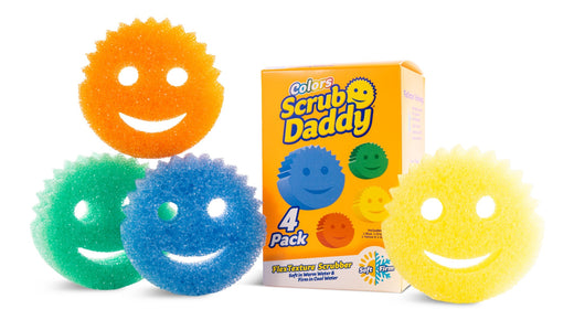 Scrub Daddy Colors Scratch-Free Cleaning Sponge/Scrubber with FlexTexture, 4-pk