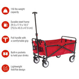Seina Outdoor Collapsible Folding Utility Wagon with Cup Holders, 150-lb Capacity image 8