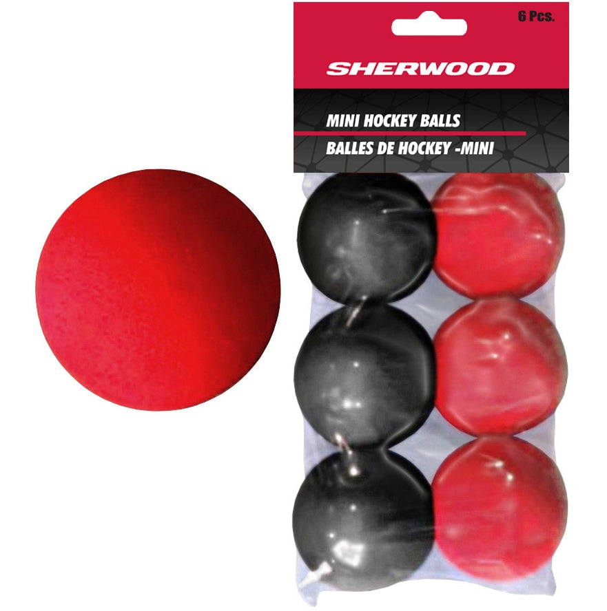 Sherwood Mini Foam Street Hockey Balls, Red & Black, 6-pk