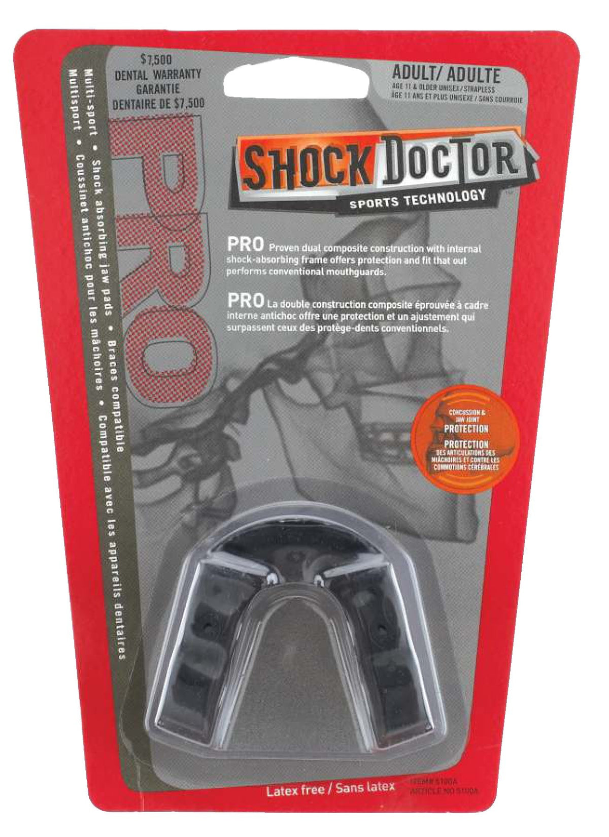 Shock Doctor Pro Mouthguard, Junior/Senior, Black