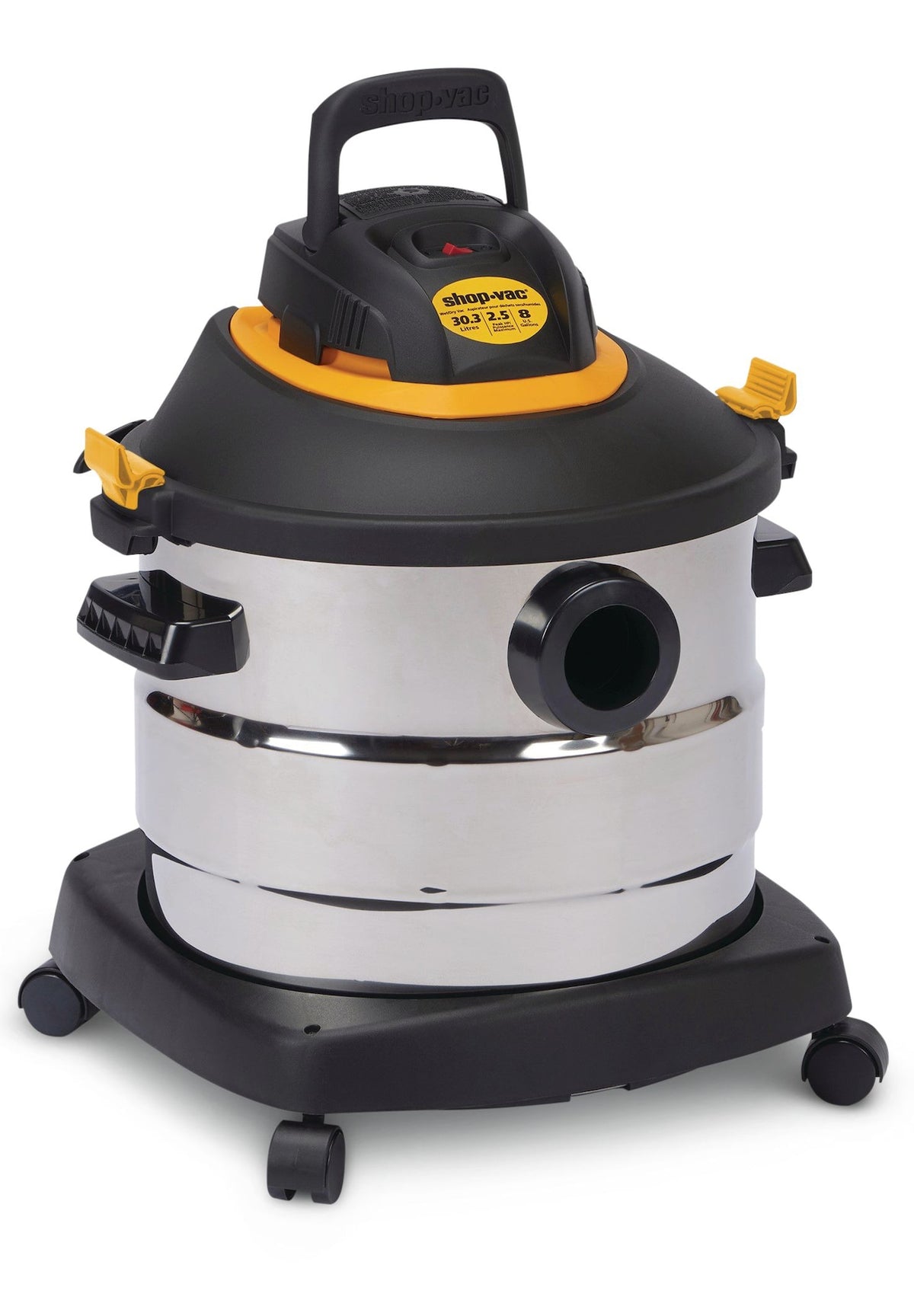 Shop-Vac 2031848 2.5 Peak HP Stainless Steel Wet/Dry Shop Vacuum with Hose and Accessories, 30-L