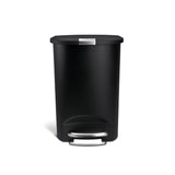simplehuman Plastic D-Shaped Step Garbage Can, Black, 50-L image 2