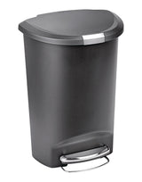 simplehuman Plastic D-Shaped Step Garbage Can, Black, 50-L image 3
