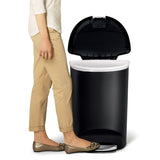simplehuman Plastic D-Shaped Step Garbage Can, Black, 50-L image 4