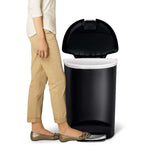 simplehuman Plastic D-Shaped Step Garbage Can, Black, 50-L image 5