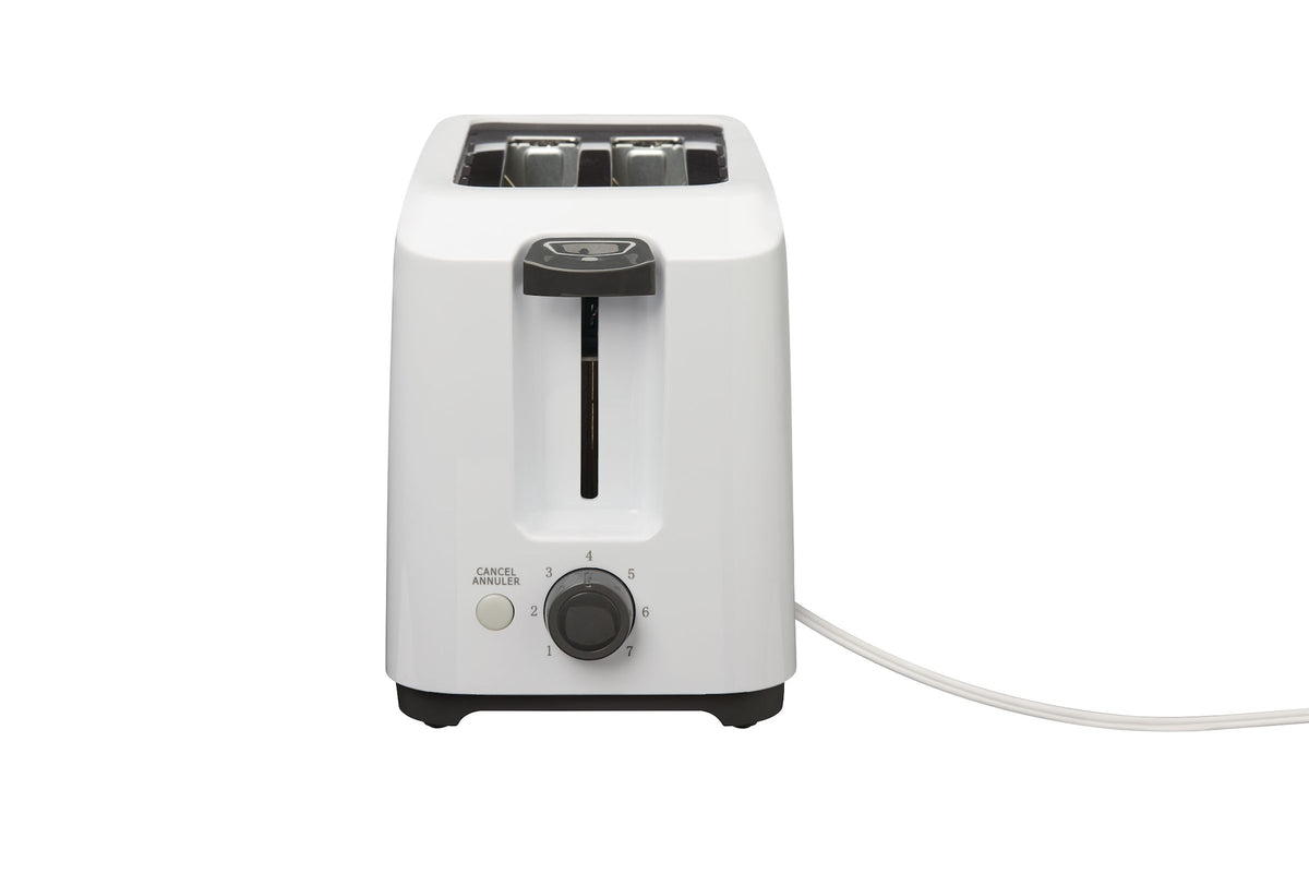 Simplicité 2-Slice Toaster, White, Removable Crumb Tray