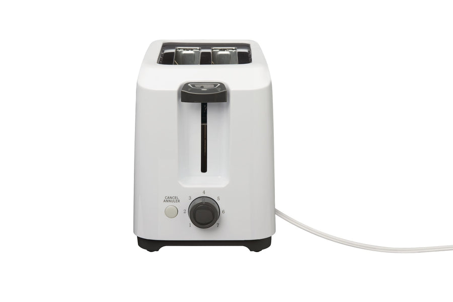 Simplicité 2-Slice Toaster, White, Removable Crumb Tray