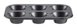 Simplicite Dark Grey Non-Stick Carbon Steel Muffin Pan, 6-Cup