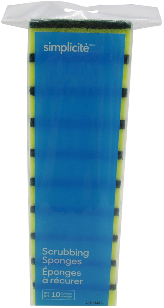 Simplicite Heavy-Duty Scrub Sponge & Pad, 10-pk