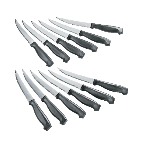 Simplicité Stainless Steel Laser Steak Knife Set, Dishwasher Safe, 12-pc