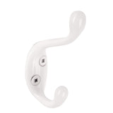 Single Hook, 3.5", White, 3pk