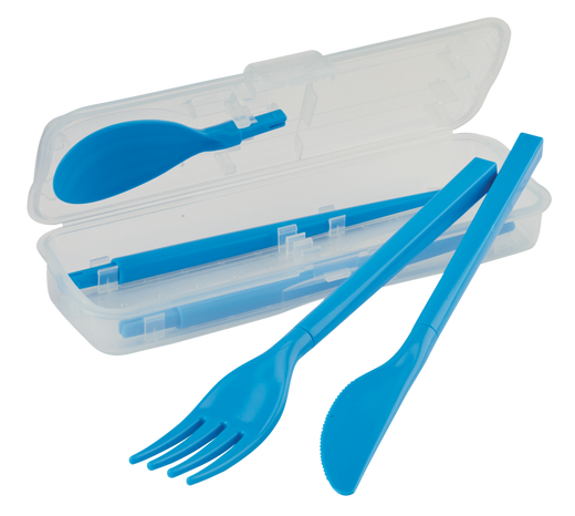 Sistema Cutlery Set To Go, Modular Travel Plastic Cutlery Set with Knife, Fork, Spoon, Chopsticks and Case