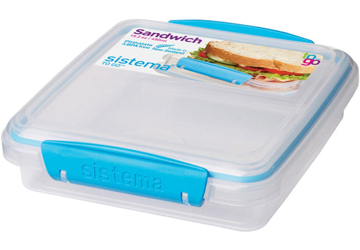 Sistema Sandwich Box To Go Food Storage Container, BPA-Free, 450 mL (15.2 oz), Colour May Vary
