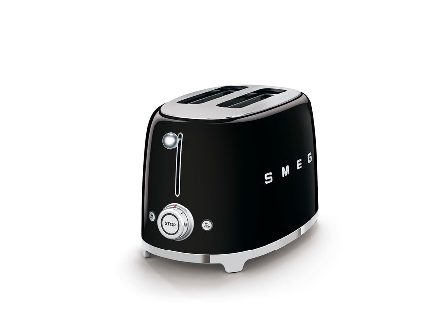Smeg 50's Retro Style Wide Slot Pop Up Electric Toaster with 6 Settings, 2-Slice, Black
