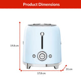 Smeg Retro Style Electric Toaster with Multi-Function Control, Light Blue, 2-Slices image 4