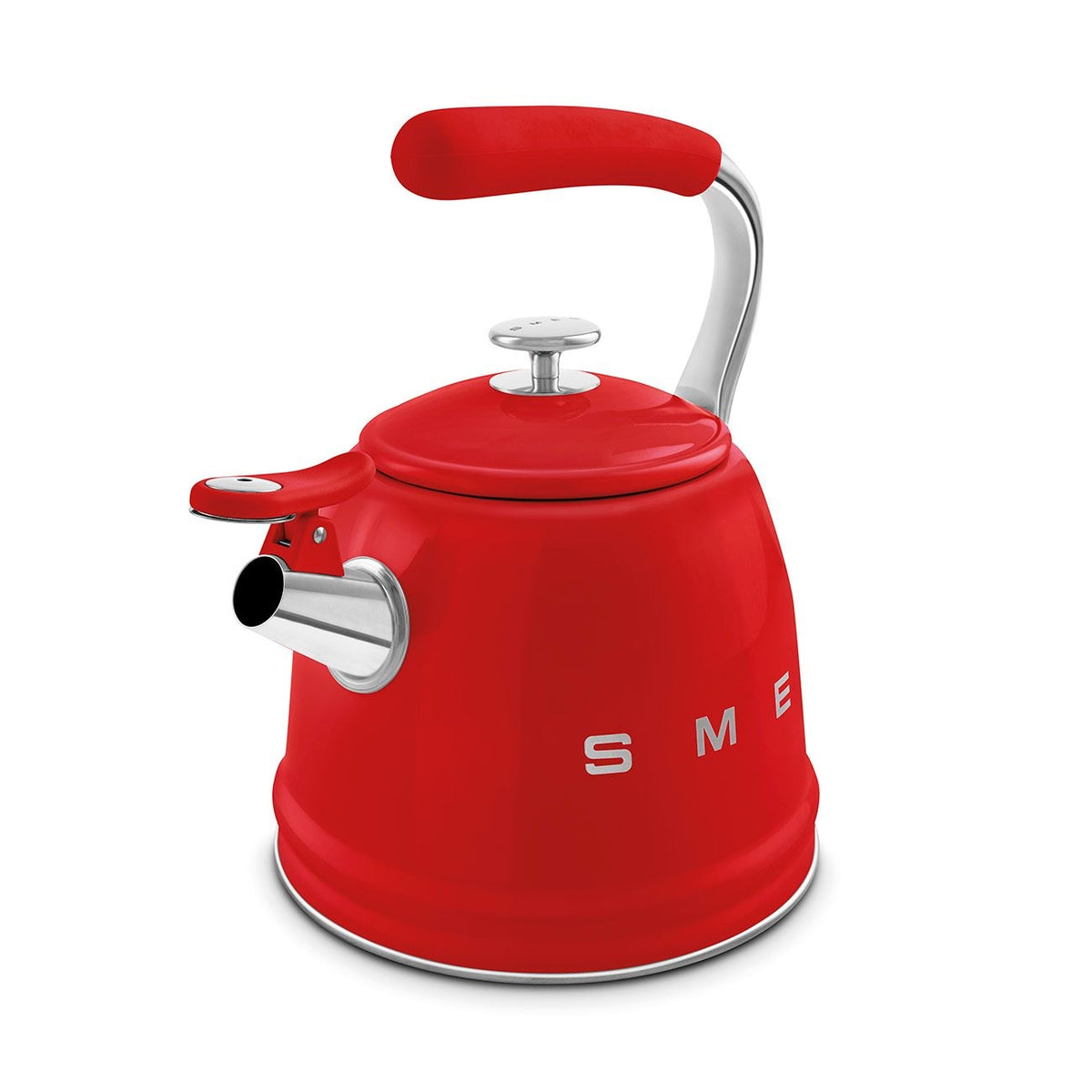 SMEG Traditional Stove Top Whistling Kettle, Red, 2.3-L
