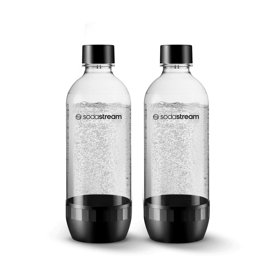 SodaStream Classic Carbonating Bottle, Dishwasher Safe, BPA Free, Black, 1-L, 2-pk