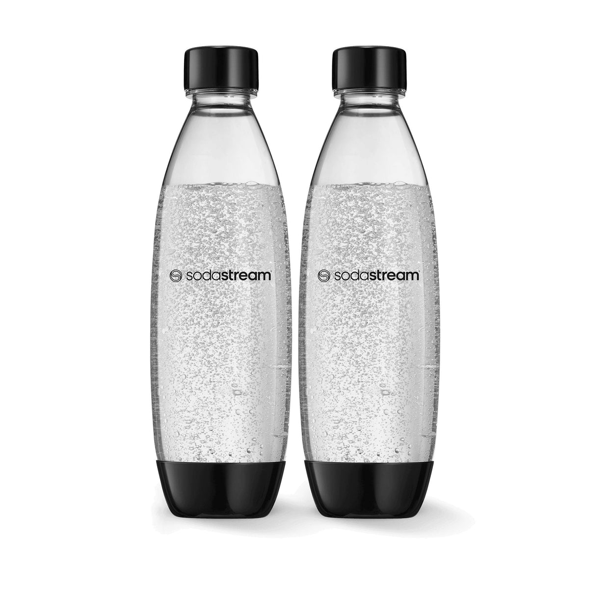 SodaStream Slim Carbonating Bottle, Dishwasher Safe, BPA-Free, Black, 1-L, 2-pk