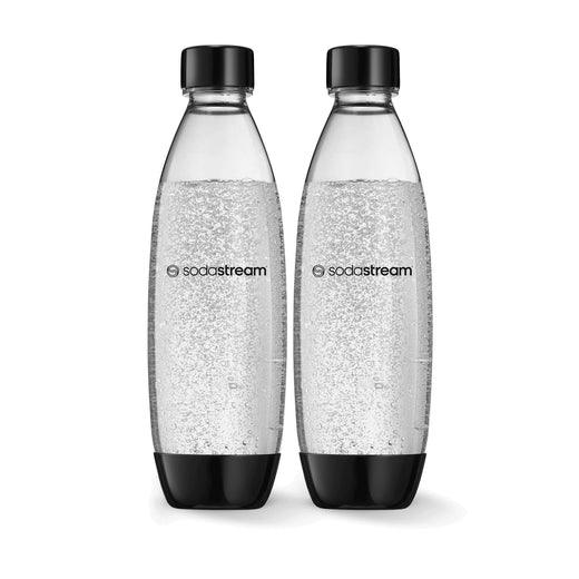 SodaStream Slim Carbonating Bottle, Dishwasher Safe, BPA-Free, Black, 1-L, 2-pk