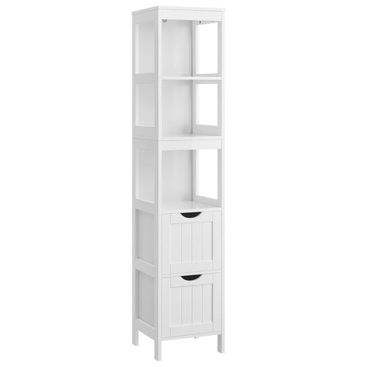 Songmics Home 2-Drawer White Cabinet with 3 Open Shelves