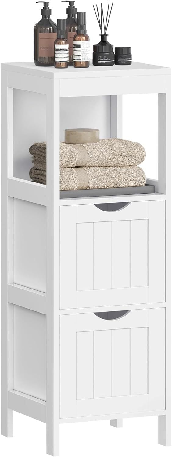 Songmics Home 2-Drawer White Cabinet with Open Shelf