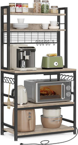 Songmics Home 5-Shelf Grey Baker's Rack with 4 AC Outlets image 2