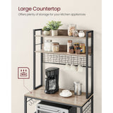 Songmics Home 5-Shelf Grey Baker's Rack with 4 AC Outlets image 6