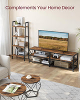 Songmics Home 70-in 3-Tier Industrial Rustic Brown TV Stand image 2