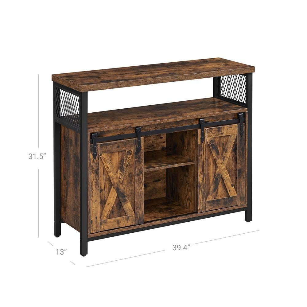 Songmics Home Brown Buff Sideboard Storage with Sliding Doors