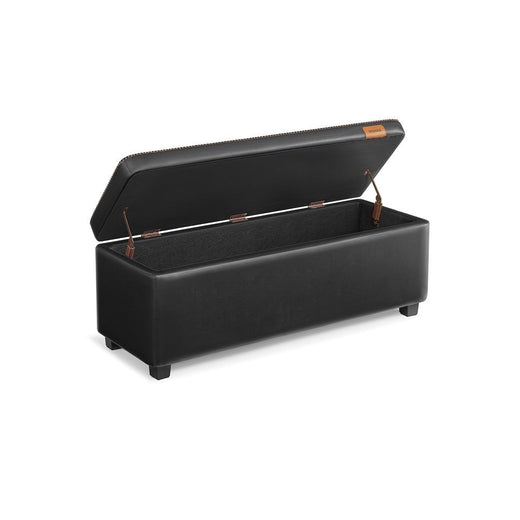 Songmics Home Deep Mid-Century Modern Black Storage Ottoman