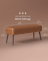 Songmics Home EKHO Collection Caramel Brown Synthetic Leather Bench image 6