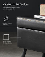 Songmics Home Mid-Century Ink Black Ottoman Storage Bench image 6