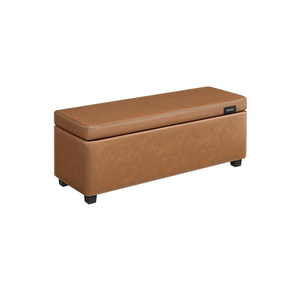 Songmics Home Mid-Century Modern Brown Storage Ottoman