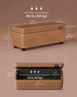 Songmics Home Mid-Century Modern Brown Storage Ottoman image 2