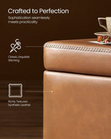 Songmics Home Mid-Century Modern Brown Storage Ottoman image 4