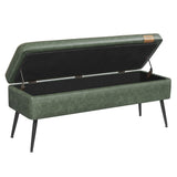 Songmics Home Modern Forest Green Ottoman Storage Bench image 3