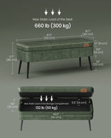 Songmics Home Modern Forest Green Ottoman Storage Bench image 7