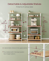 Songmics Home Oak/White Baker's Rack with 4 AC Outlets image 4